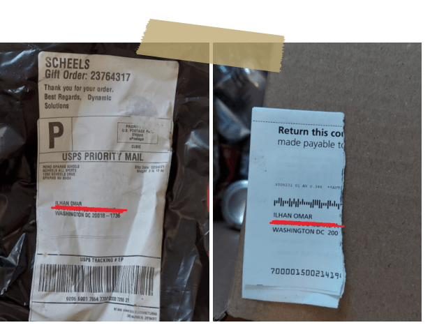 Discarded mail bearing Rep. Omar's name