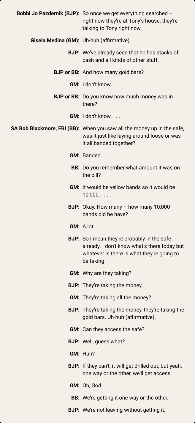 FBI interview transcript excerpt from the dorm-room raid