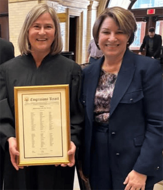 Sen. Amy Klobuchar with Laura Provinzino