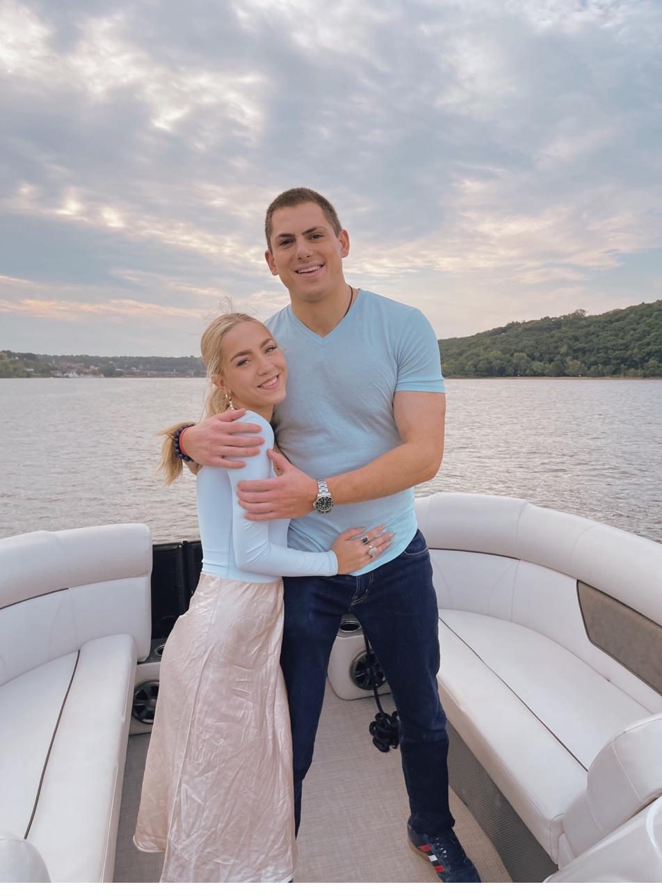 Tony and Kira on a boat, August 2021